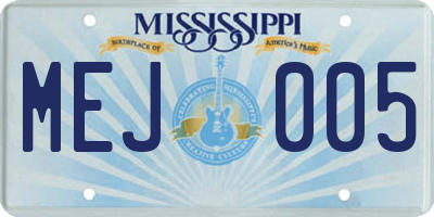 MS license plate MEJ005