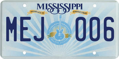 MS license plate MEJ006