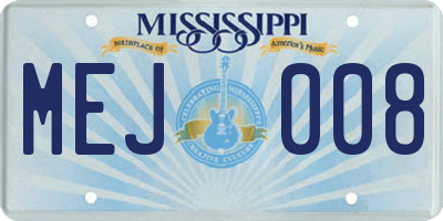 MS license plate MEJ008