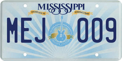 MS license plate MEJ009