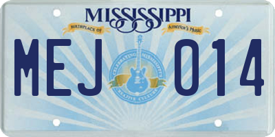 MS license plate MEJ014