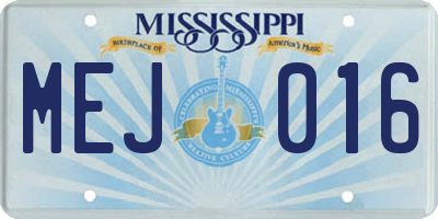 MS license plate MEJ016