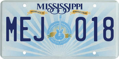 MS license plate MEJ018