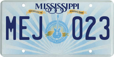 MS license plate MEJ023