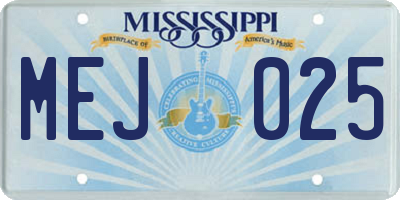 MS license plate MEJ025