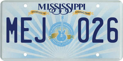 MS license plate MEJ026