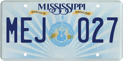 MS license plate MEJ027