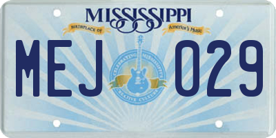 MS license plate MEJ029