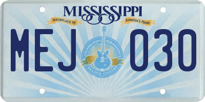 MS license plate MEJ030