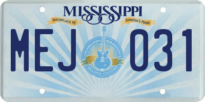 MS license plate MEJ031