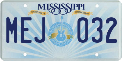MS license plate MEJ032