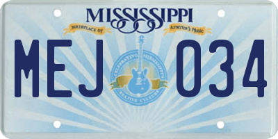 MS license plate MEJ034