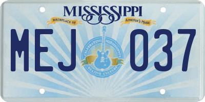 MS license plate MEJ037