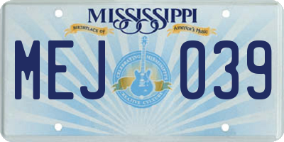 MS license plate MEJ039