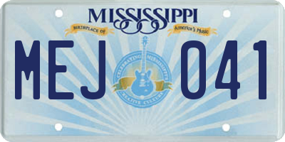 MS license plate MEJ041