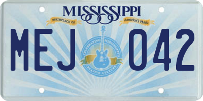MS license plate MEJ042