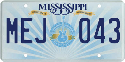 MS license plate MEJ043