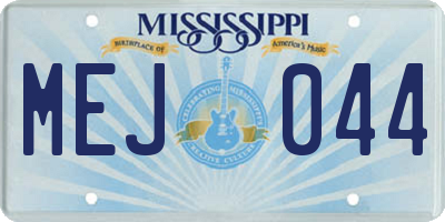 MS license plate MEJ044