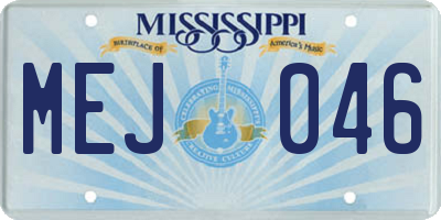 MS license plate MEJ046