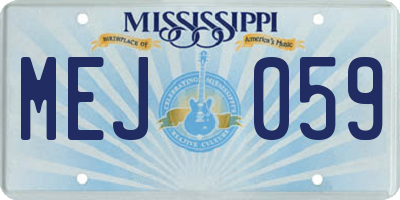 MS license plate MEJ059
