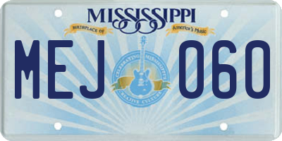 MS license plate MEJ060