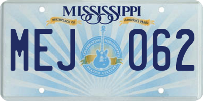 MS license plate MEJ062