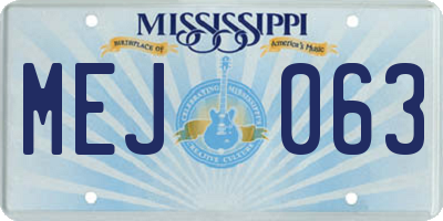 MS license plate MEJ063