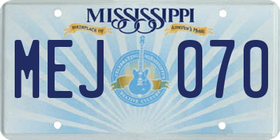 MS license plate MEJ070