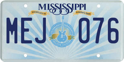 MS license plate MEJ076