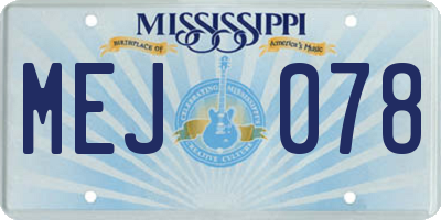 MS license plate MEJ078