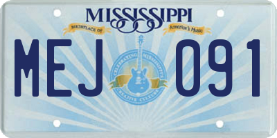 MS license plate MEJ091