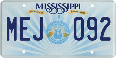 MS license plate MEJ092