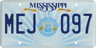 MS license plate MEJ097