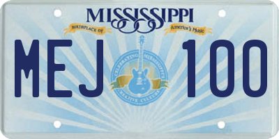 MS license plate MEJ100