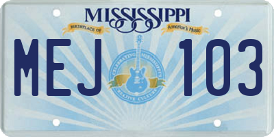MS license plate MEJ103