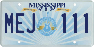 MS license plate MEJ111
