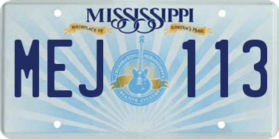 MS license plate MEJ113