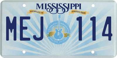 MS license plate MEJ114