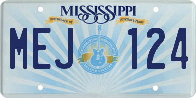 MS license plate MEJ124