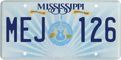 MS license plate MEJ126