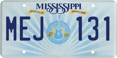 MS license plate MEJ131