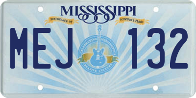 MS license plate MEJ132