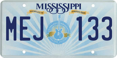 MS license plate MEJ133