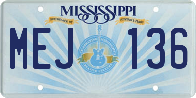 MS license plate MEJ136