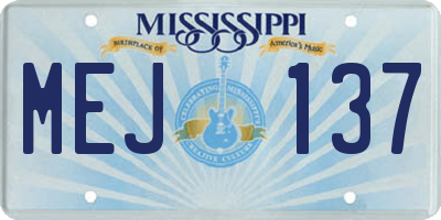 MS license plate MEJ137