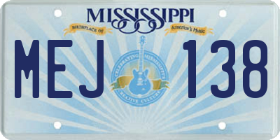 MS license plate MEJ138