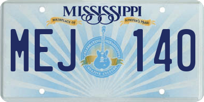 MS license plate MEJ140