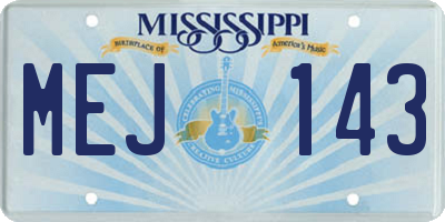MS license plate MEJ143