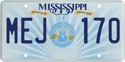 MS license plate MEJ170