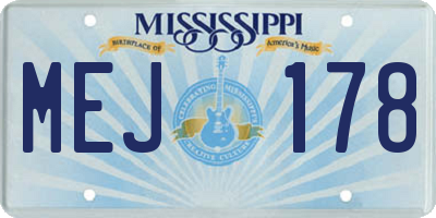 MS license plate MEJ178